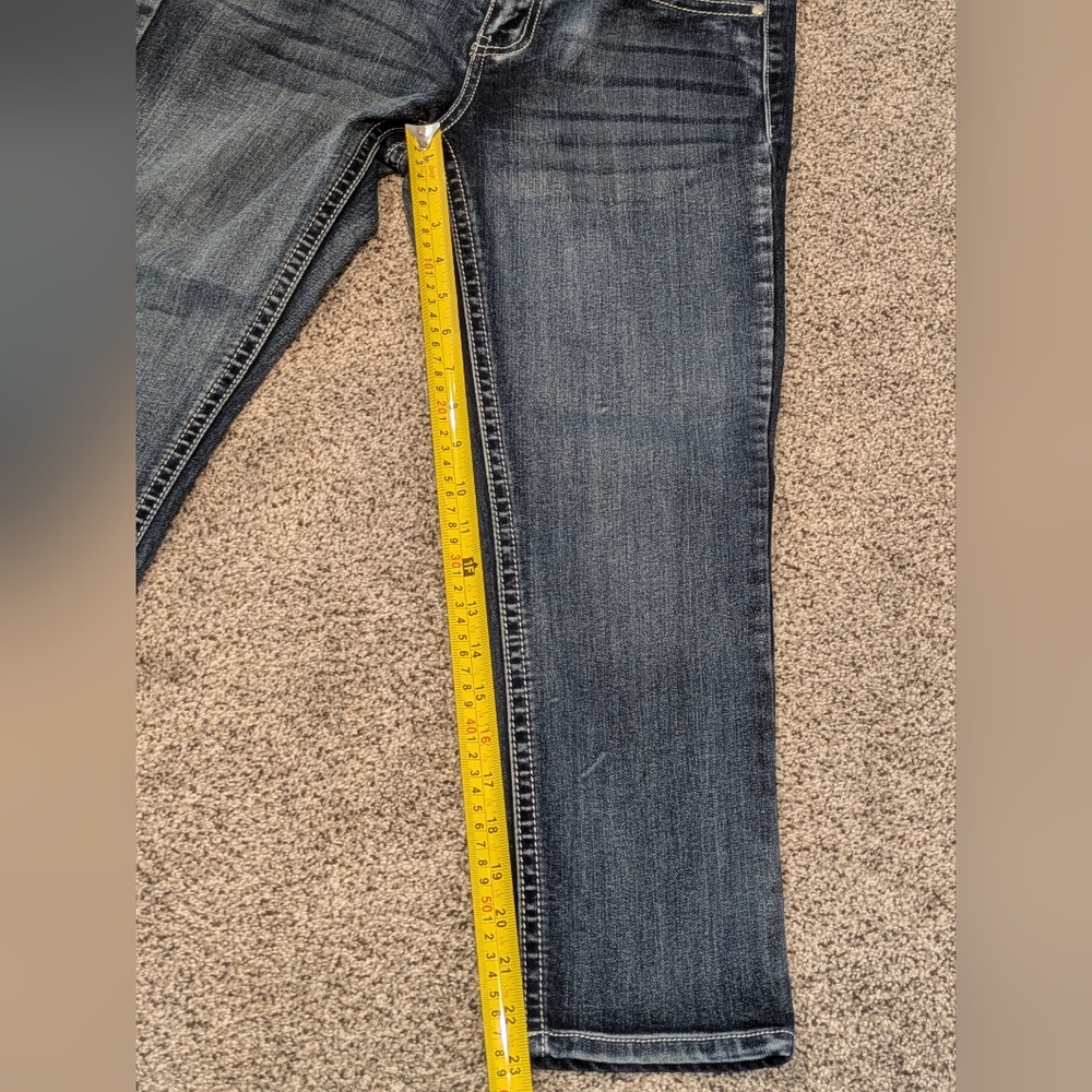 Women's Love Indigo Dark Wash Capris Denim Blue Jeans Stretch Sz: 4 Design Pants - Picture 4 of 14